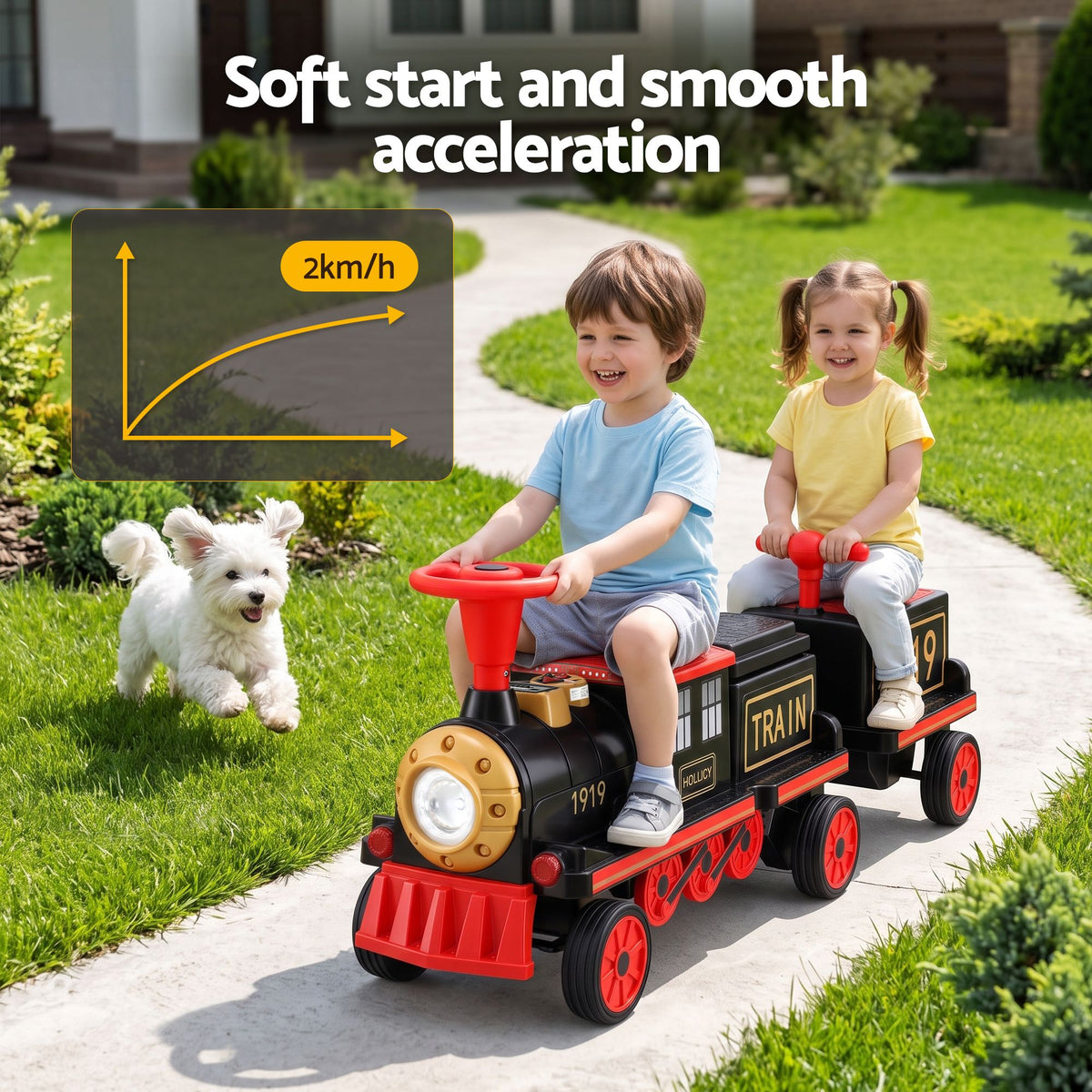Kids Ride on Car Train 12V Electric Toy 2 Seater 136cm