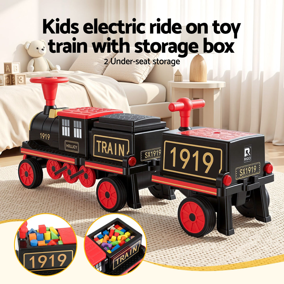 Kids Ride on Car Train 12V Electric Toy 2 Seater 136cm
