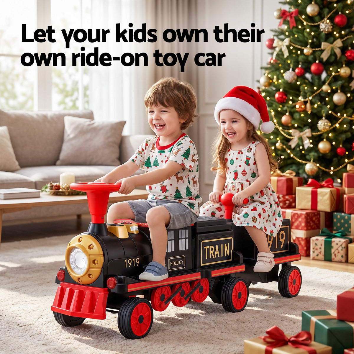 Kids Ride on Car Train 12V Electric Toy 2 Seater 136cm