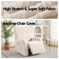 Recliner Chair Covers with Storage Side Pockets Beige