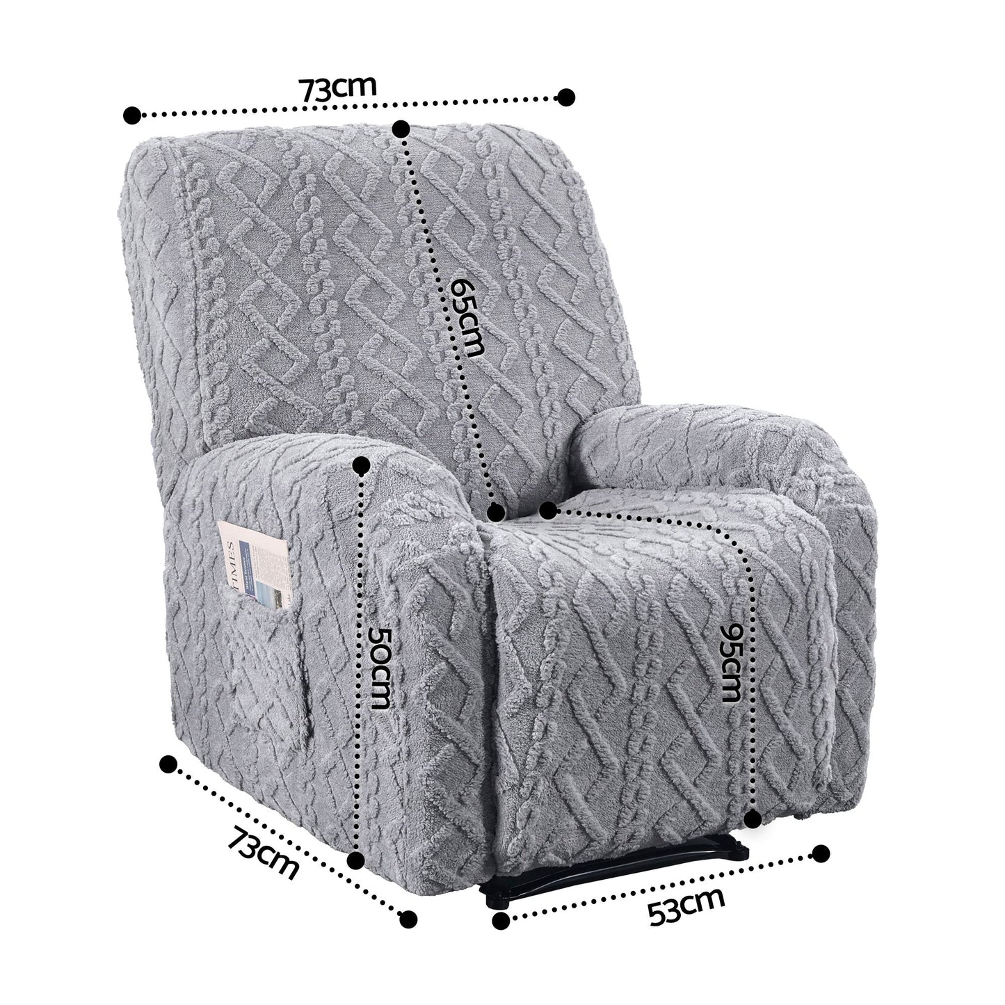Recliner Chair Covers with Storage Side Pockets Grey