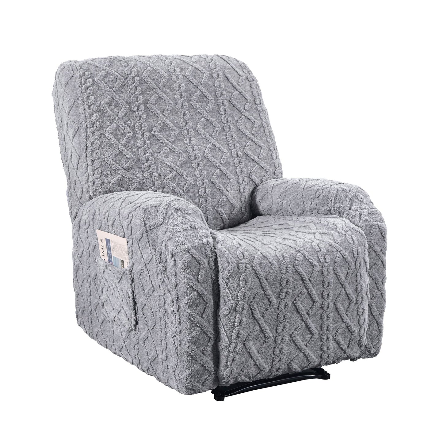 Recliner Chair Covers with Storage Side Pockets Grey