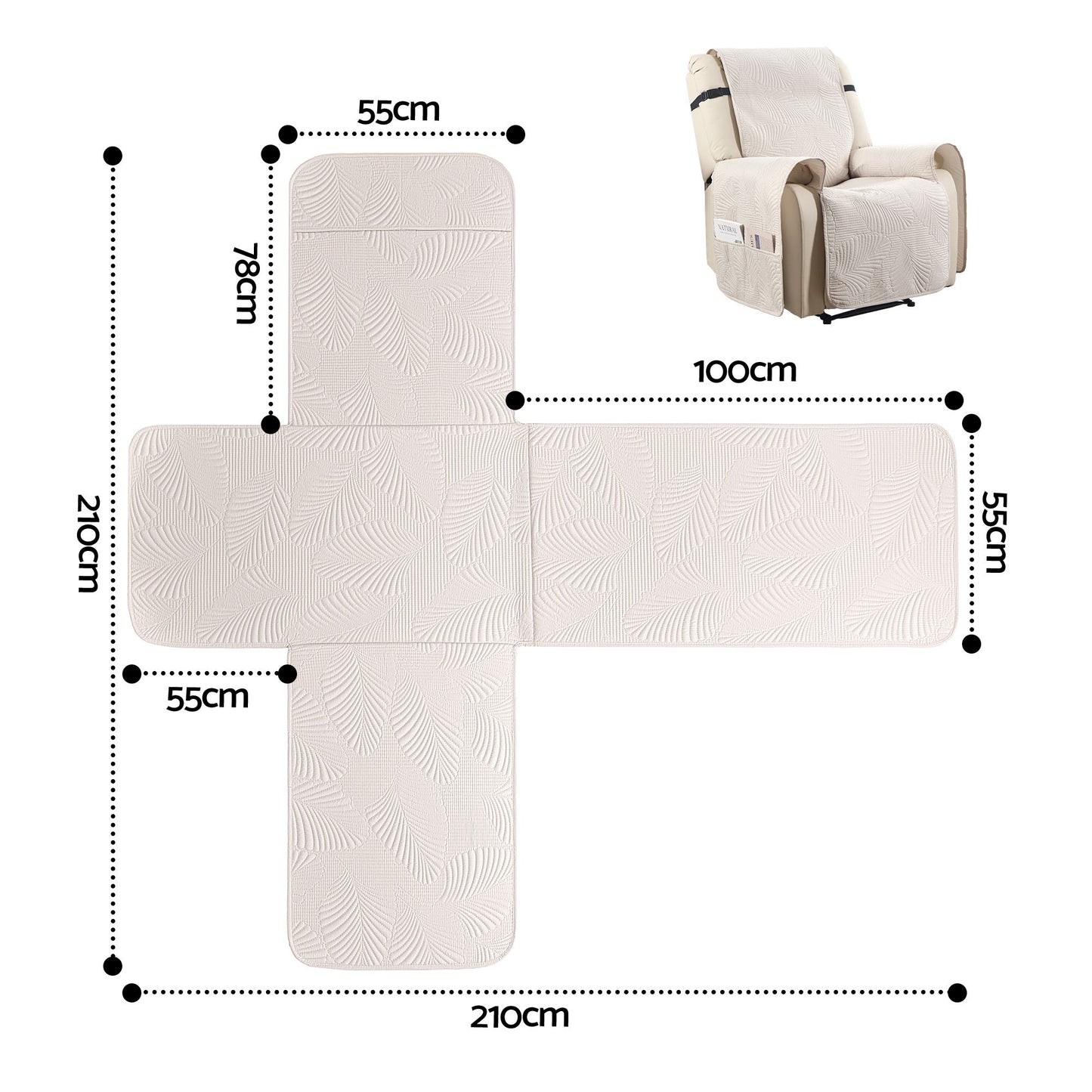 Quilted Recliner Chair Covers 100% Waterproof Recliner Slipcovers