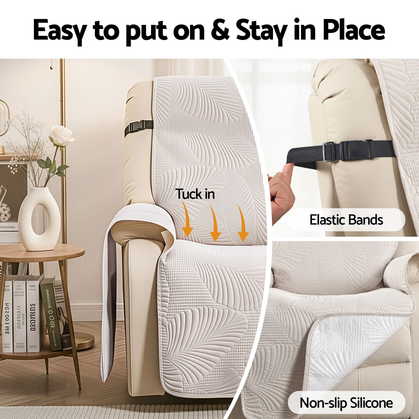 Quilted Recliner Chair Covers 100% Waterproof Recliner Slipcovers