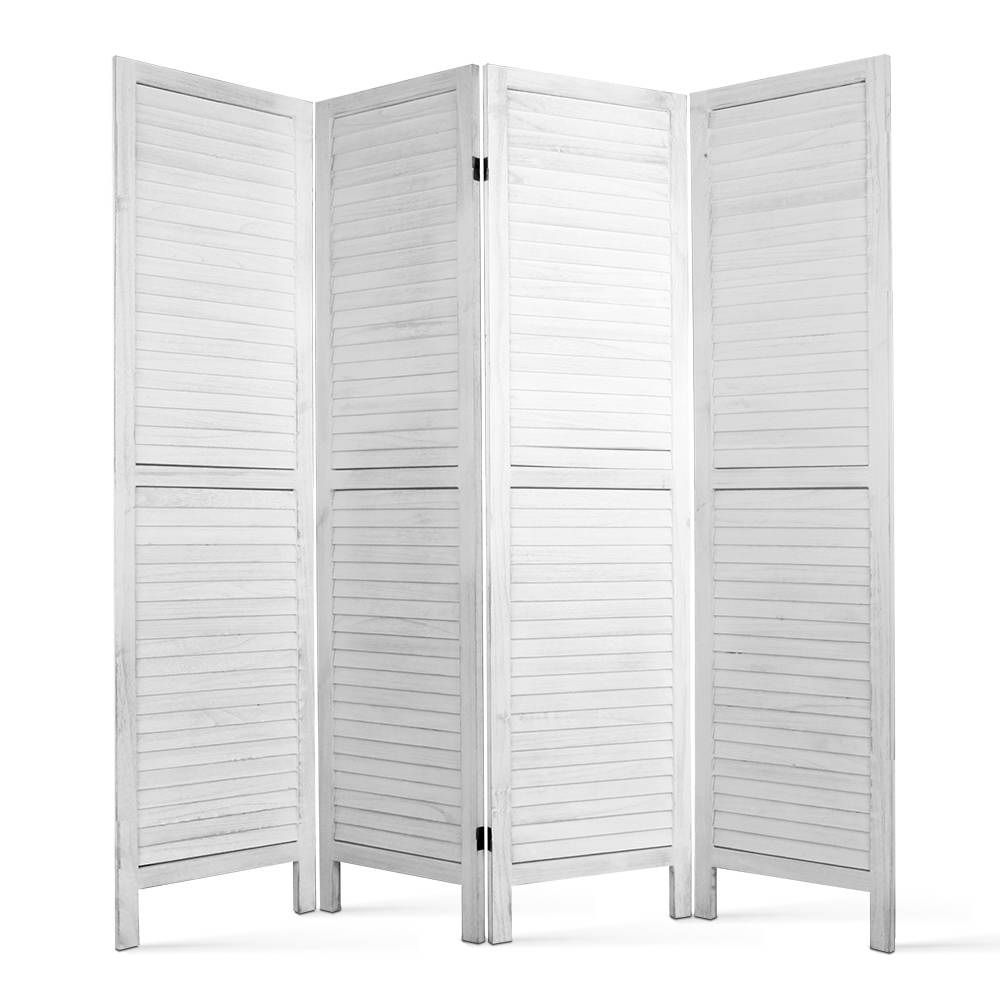 4 Panel Room Divider Screen 163x170cm - White