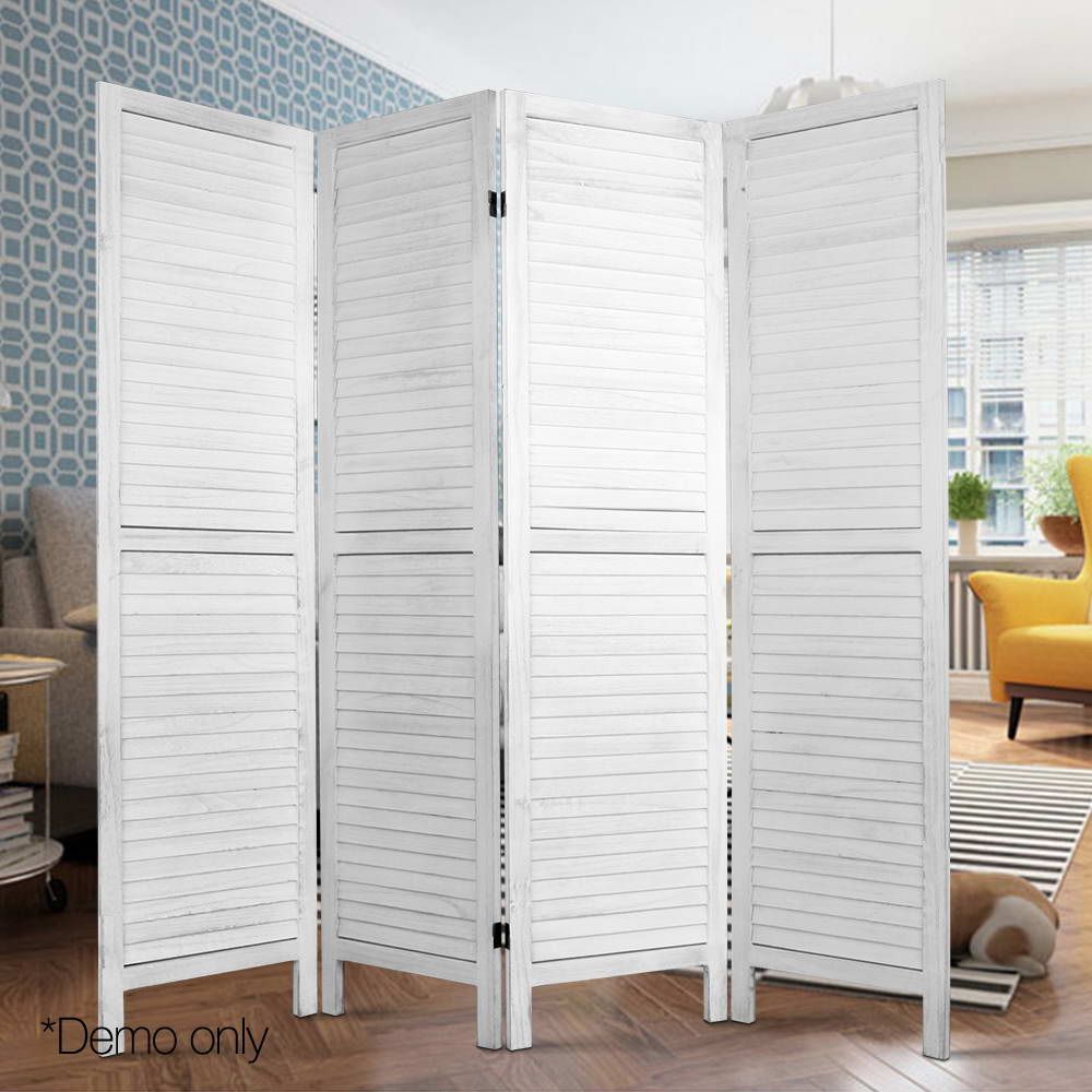 4 Panel Room Divider Screen 163x170cm - White