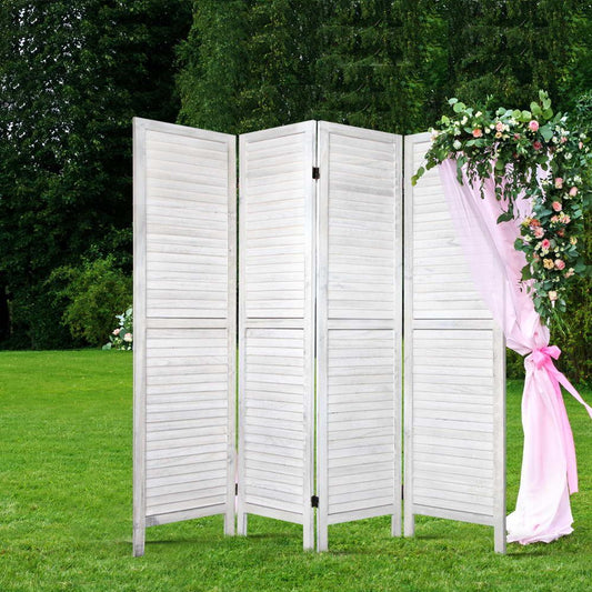 4 Panel Room Divider Screen 163x170cm - White
