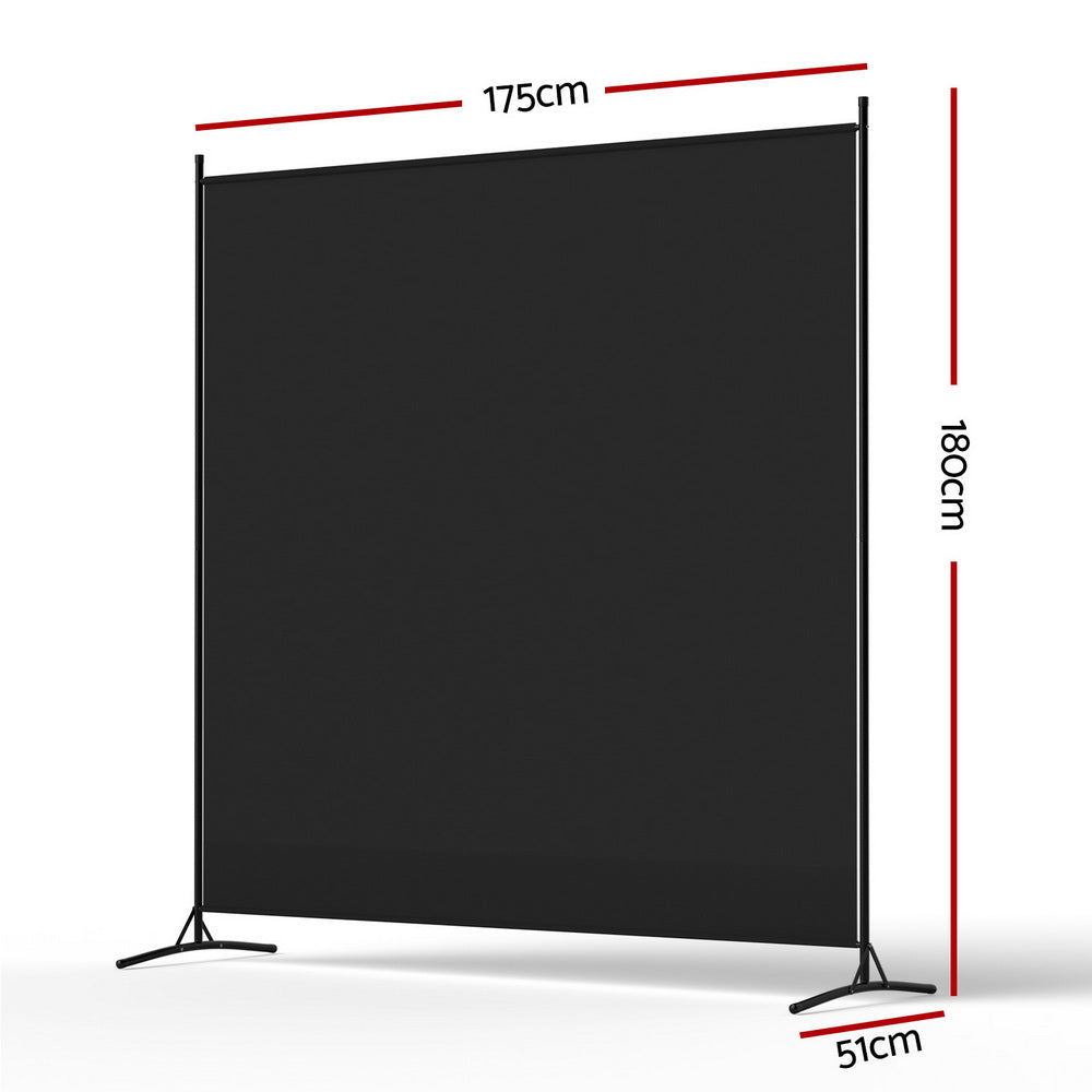 Room Divider Screen 175x180cm Fabric Black