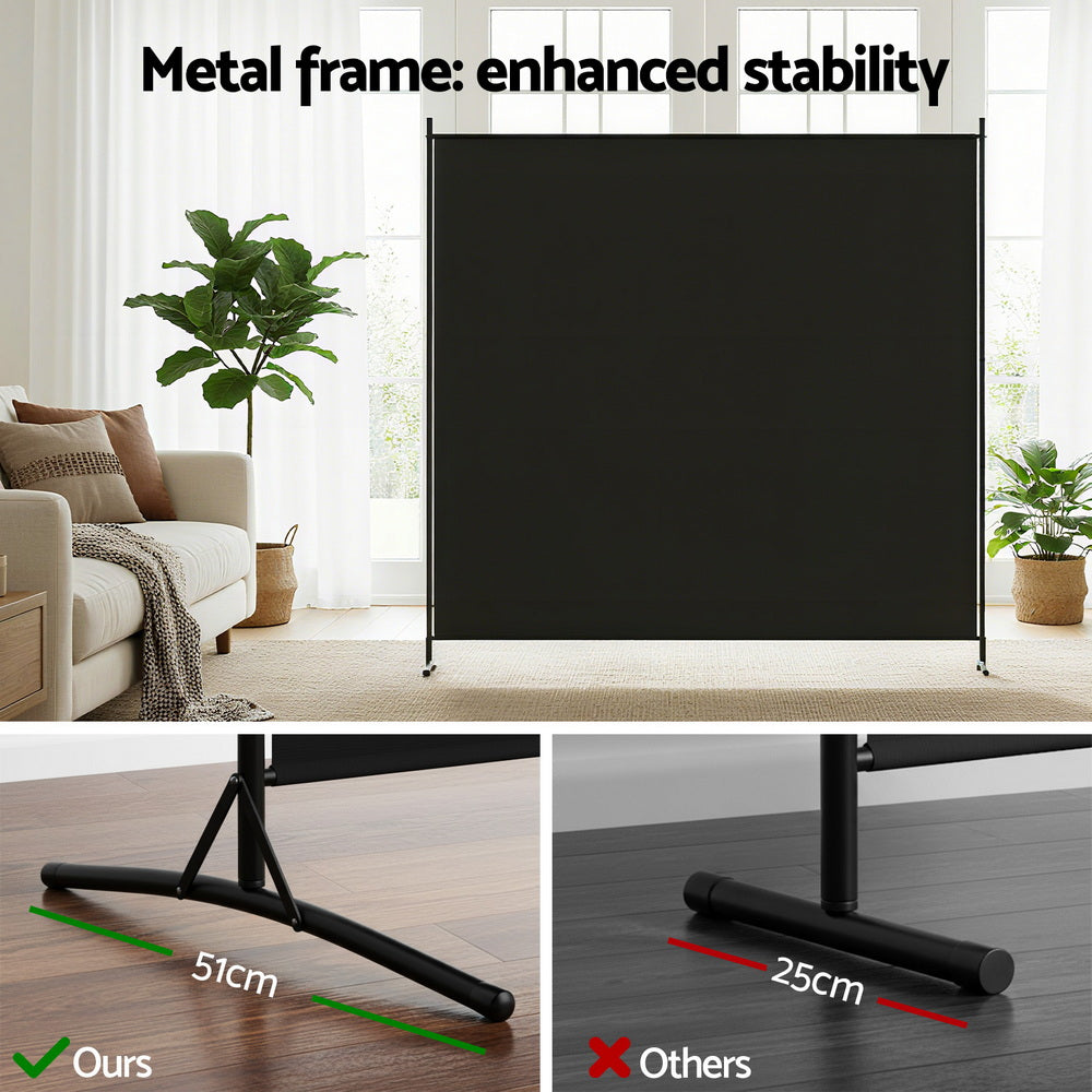 Room Divider Screen 175x180cm Fabric Black