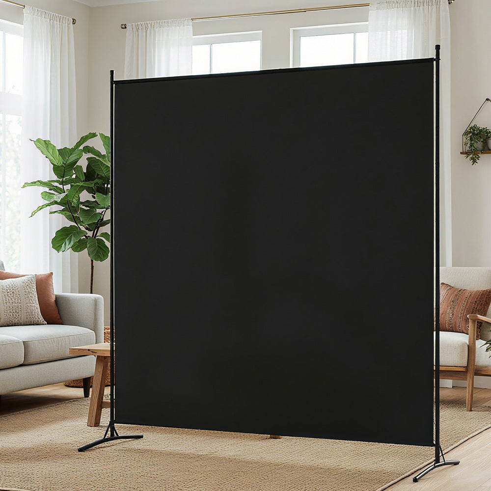 Room Divider Screen 175x180cm Fabric Black
