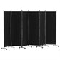 6 Panel Room Divider Screen 323cm Wheel Fabric - Black
