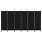 6 Panel Room Divider Screen 323cm Wheel Fabric - Black