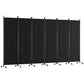 6 Panel Room Divider Screen 323cm Wheel Fabric - Black