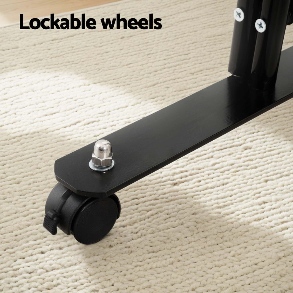 6 Panel Room Divider Screen 323cm Wheel Fabric - Black