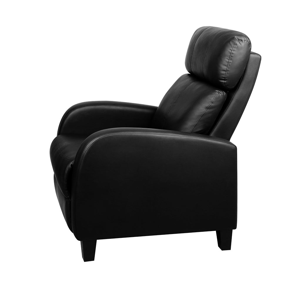 Argo PU Leather Reclining Armchair - Black
