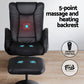 Set of 2 Daedalus Recliner Chair Ottoman Heated Massage - Black
