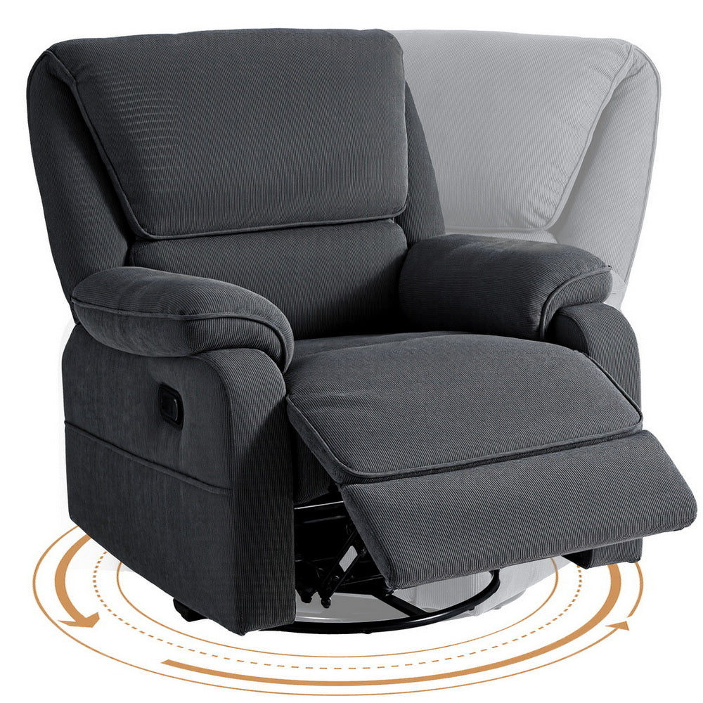 Clotho Rocking Recliner Chair 360 Swivel Massage Heated Reclining Chairs - Grey