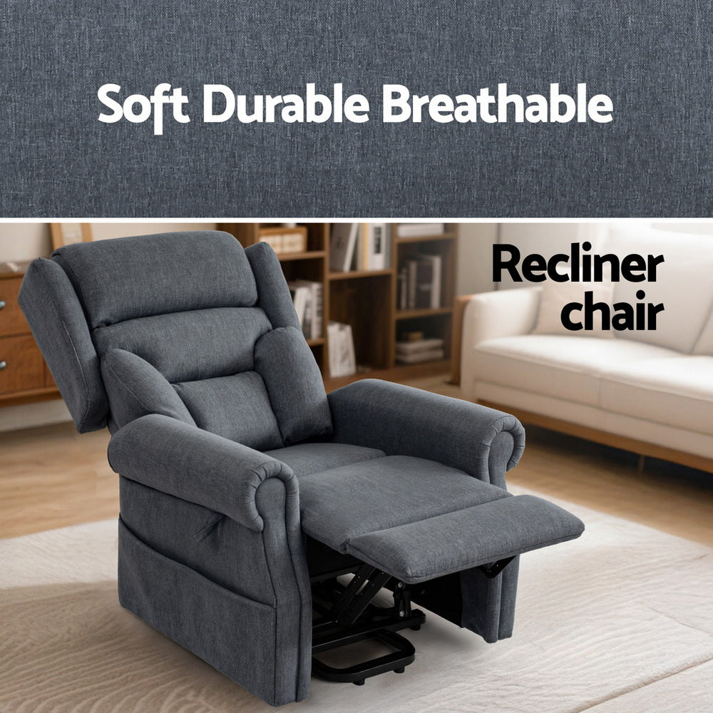 Durga Electric Recliner Chair Power Lift Massage Heated Recliner Sofa - Grey