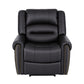 Harmonia Leather Manual Recliner Chair with USB Charge Port, Overstuffed Armchair Sofa - Black