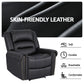 Harmonia Leather Manual Recliner Chair with USB Charge Port, Overstuffed Armchair Sofa - Black
