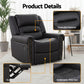 Harmonia Leather Manual Recliner Chair with USB Charge Port, Overstuffed Armchair Sofa - Black