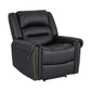 Harmonia Leather Manual Recliner Chair with USB Charge Port, Overstuffed Armchair Sofa - Black