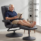 Hypnos Recliner with Ottoman 360-Degree Swivel Recliner Chair and Ottoman Set PU Leather - Black