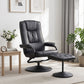 Hypnos Recliner with Ottoman 360-Degree Swivel Recliner Chair and Ottoman Set PU Leather - Black