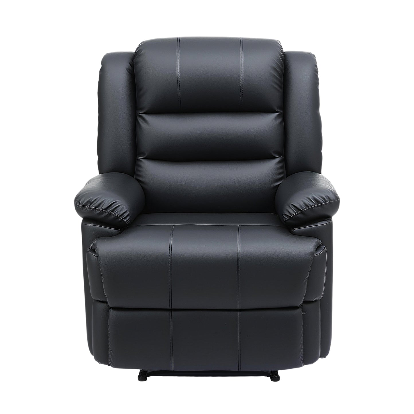 Nixie Manual Recliner Chair Leather Reclining Sofa with 16color LED - Black