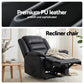 Nixie Manual Recliner Chair Leather Reclining Sofa with 16color LED - Black