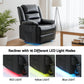 Nixie Manual Recliner Chair Leather Reclining Sofa with 16color LED - Black