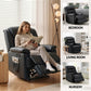 Nixie Manual Recliner Chair Leather Reclining Sofa with 16color LED - Black