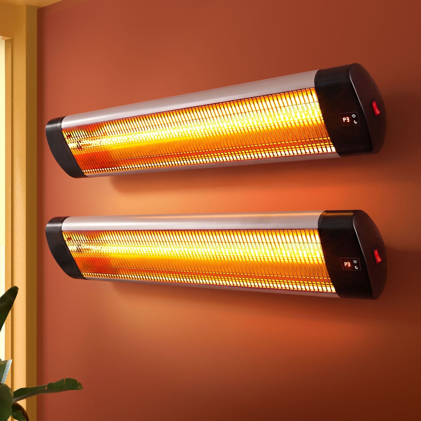 Set of 2 Electric Radiant Strip Heater Outdoor Indoor Patio Infrared Heaters 3000W