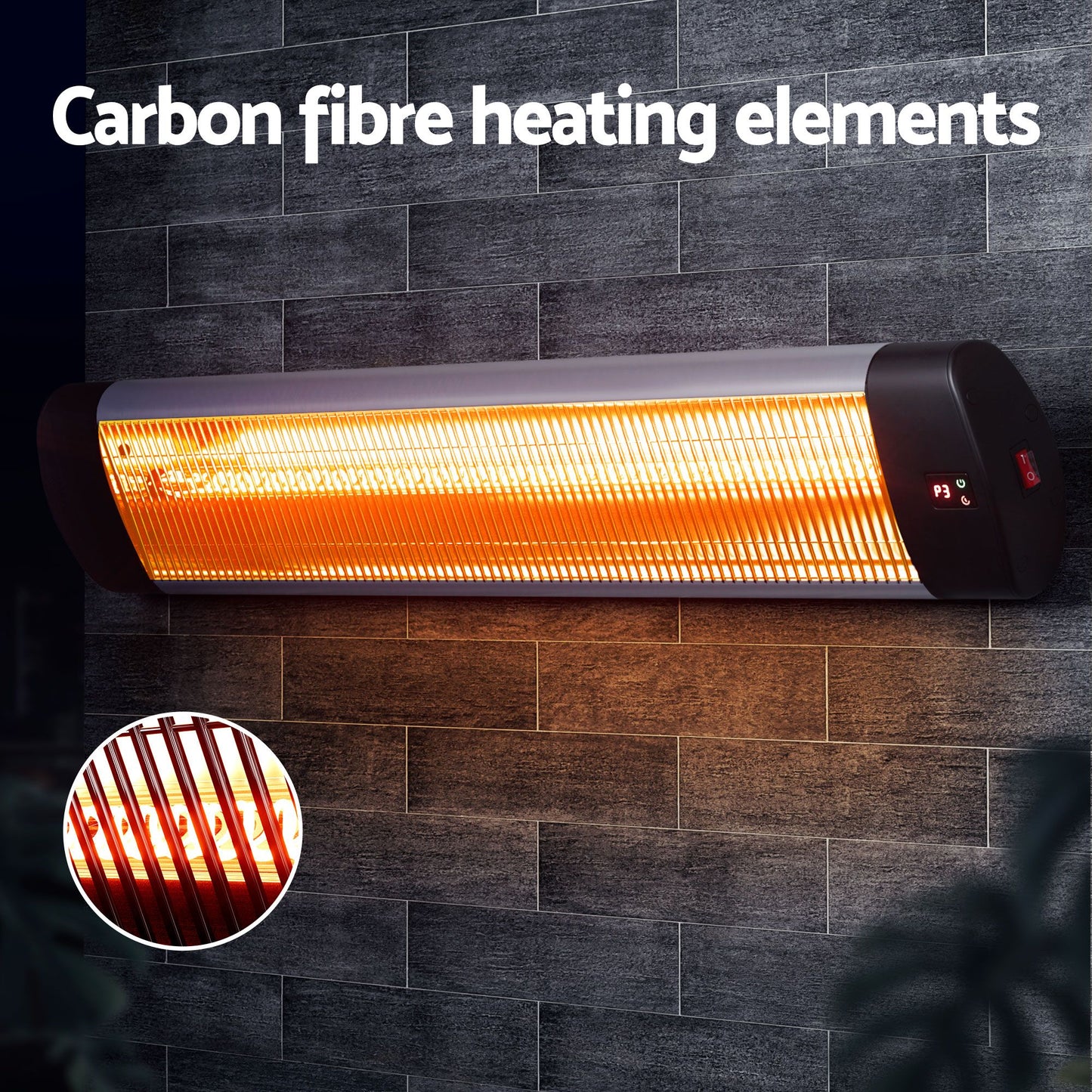 Set of 2 Electric Radiant Strip Heater Outdoor Indoor Patio Infrared Heaters 3000W