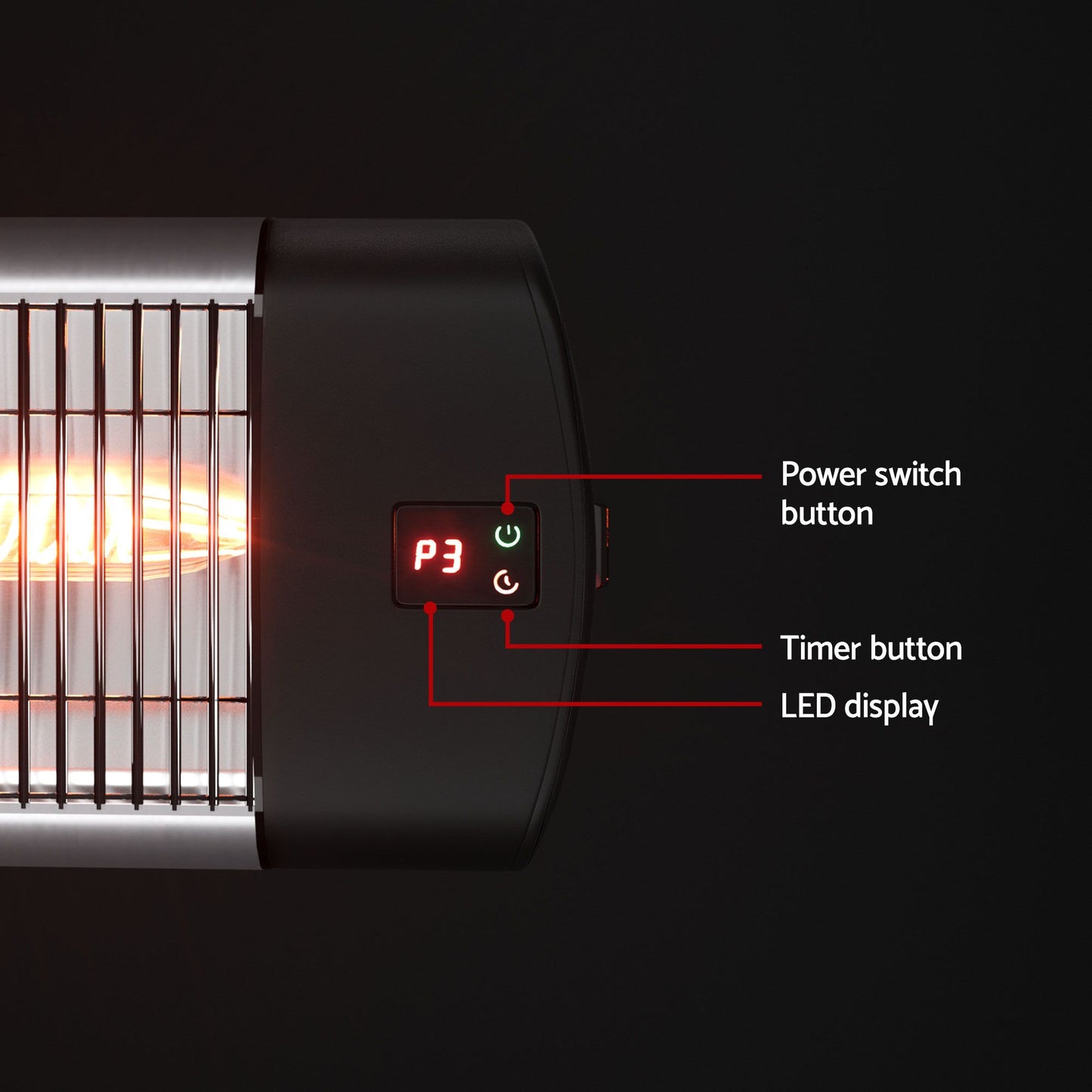 Set of 2 Electric Radiant Strip Heater Outdoor Indoor Patio Infrared Heaters 3000W