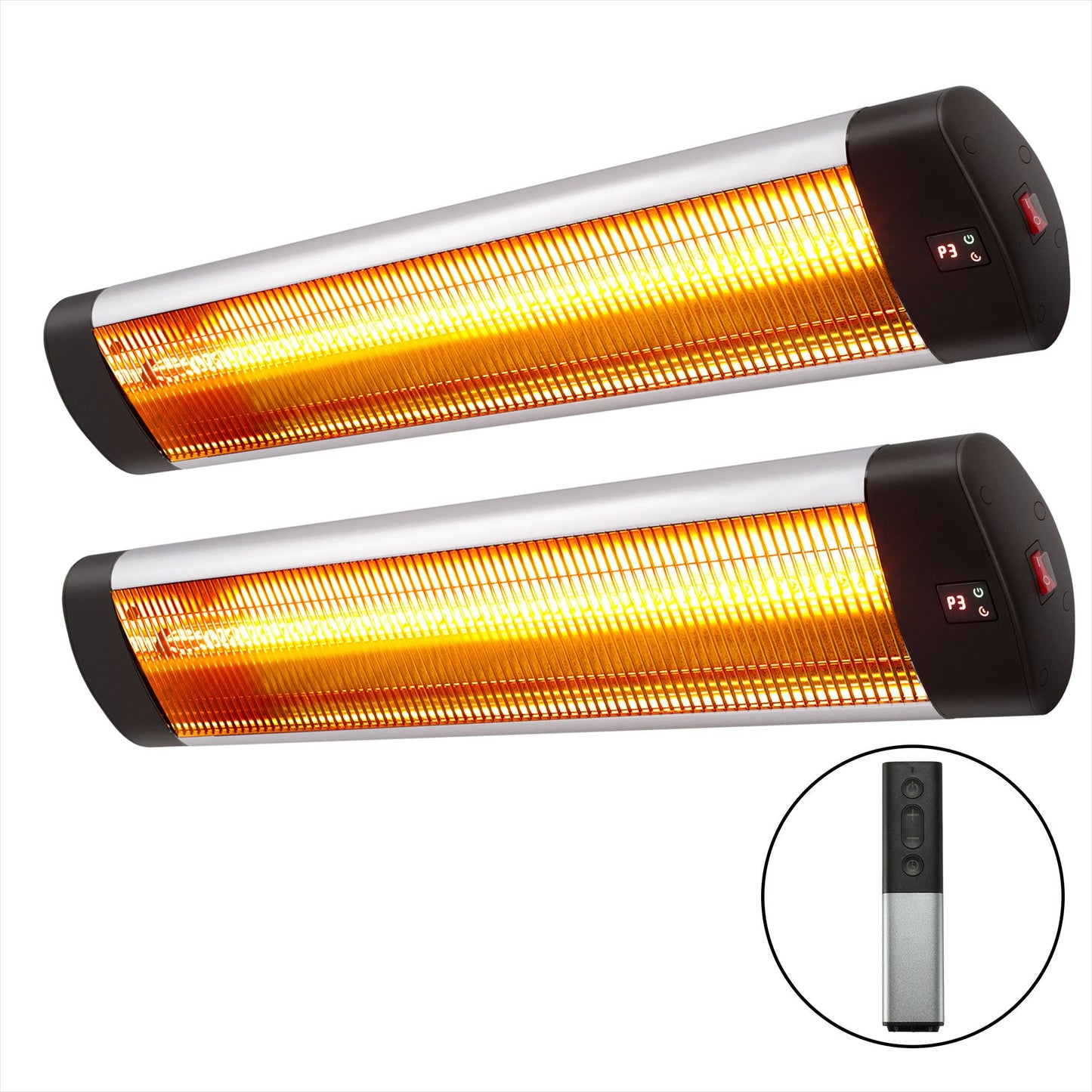 Set of 2 Electric Radiant Strip Heater Outdoor Indoor Patio Infrared Heaters 3000W