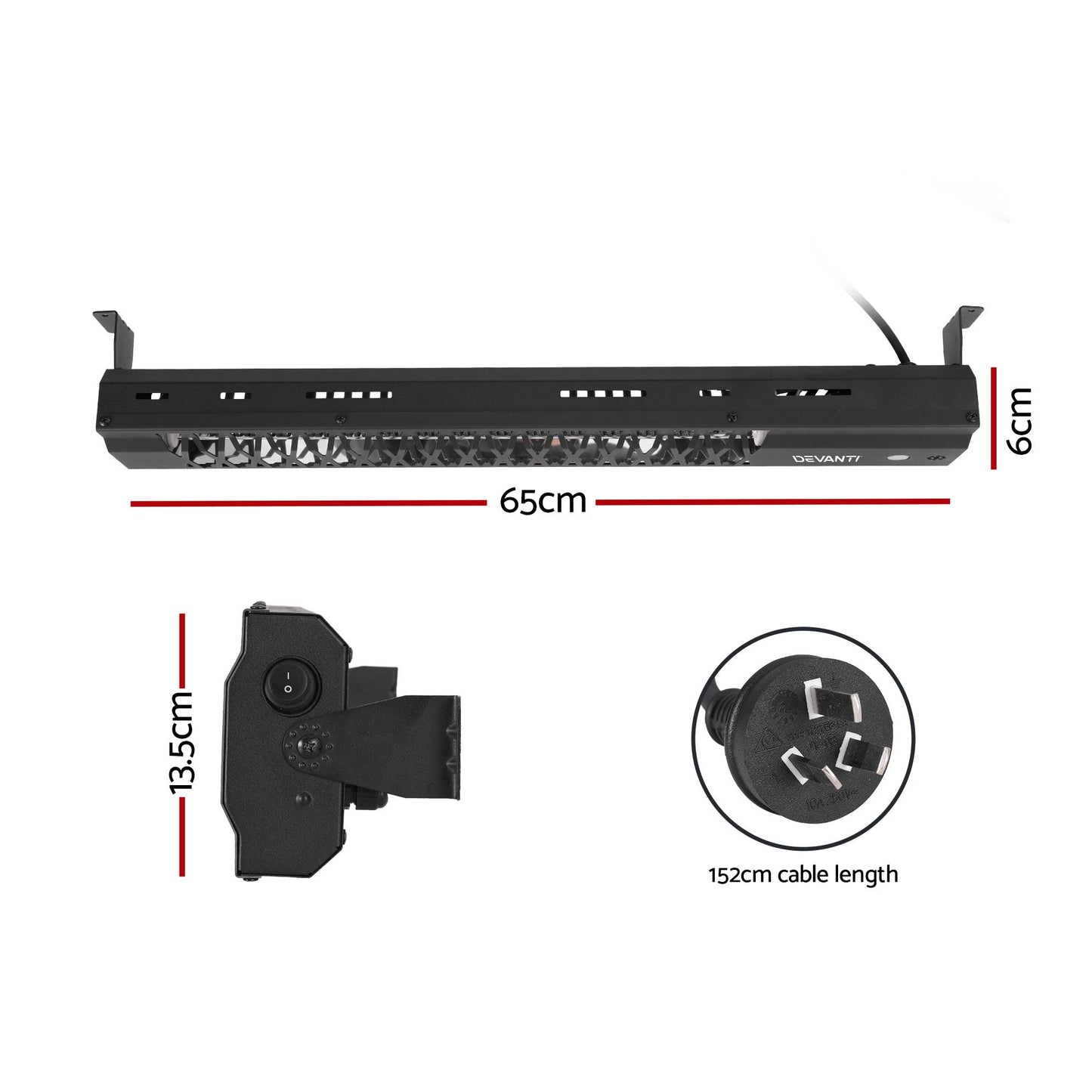 Set of 2 Electric Strip Heater Radiant Infrared Heaters 2000W