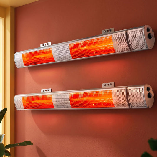 Set of 2 Electric Strip Heater Radiant Infrared Heaters Remote Control 3000W