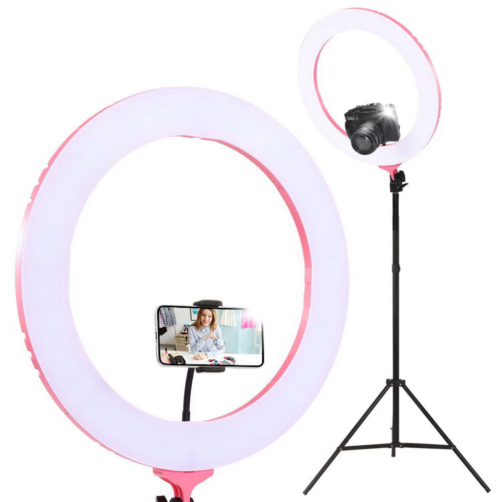 Ring Light 19" LED 5800Lm Dimmable Diva With Stand Make Up Studio Video Pink