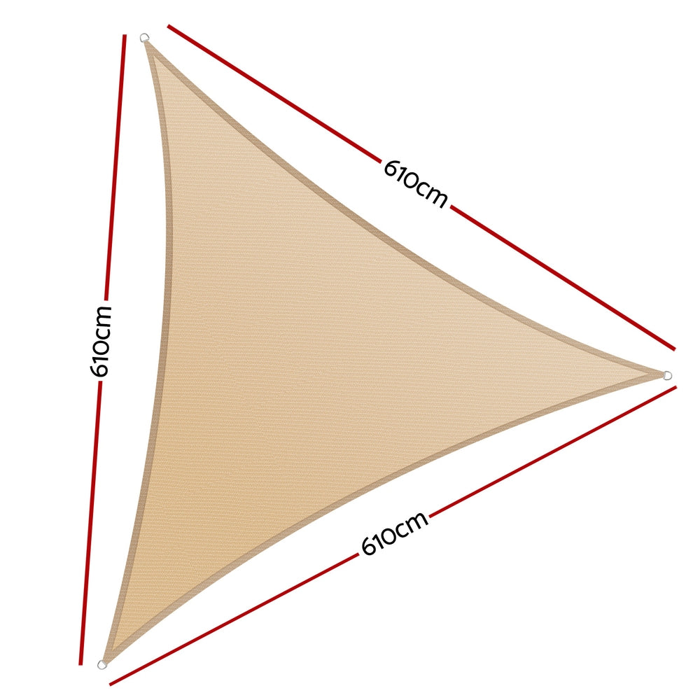 Instahut Shade Sail Cloth Shade cloth Triangle Sun Canopy 6.1x6.1x6.1M