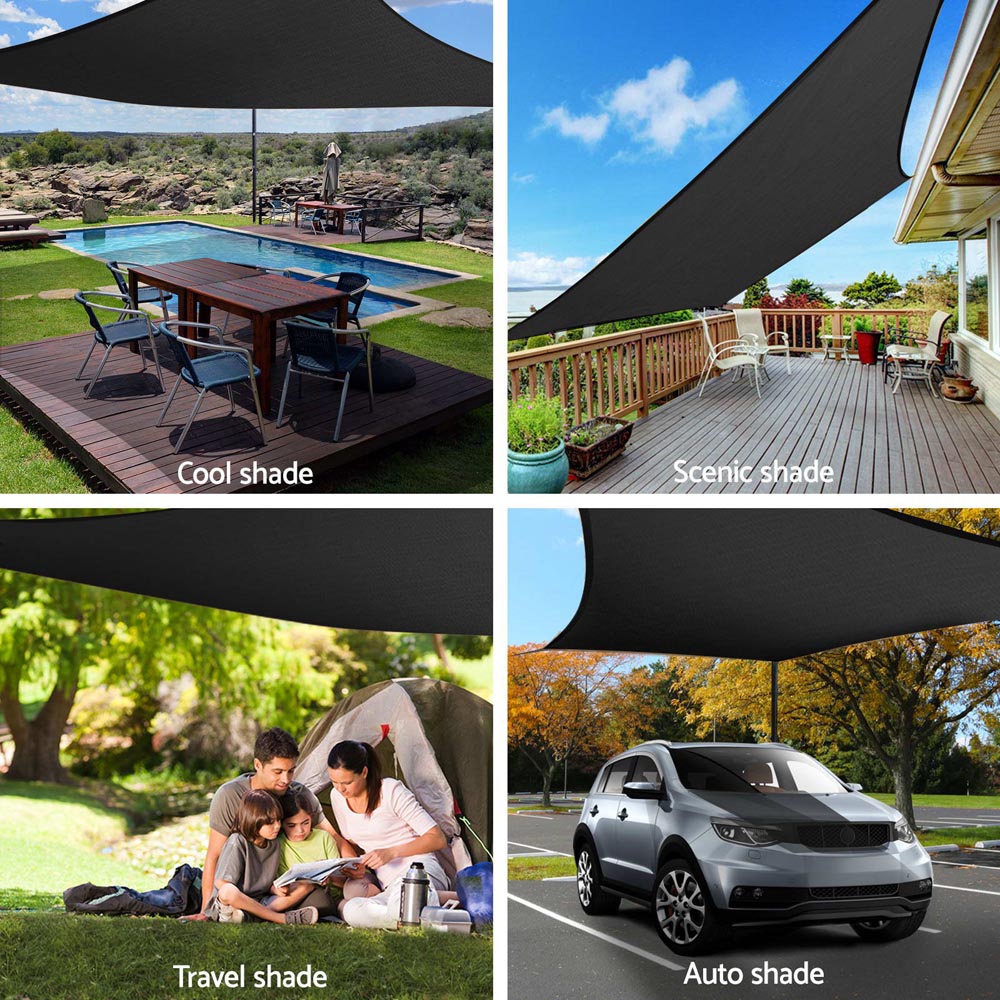 4x6m Shade Sail Sun Shade Cloth 280gsm Black