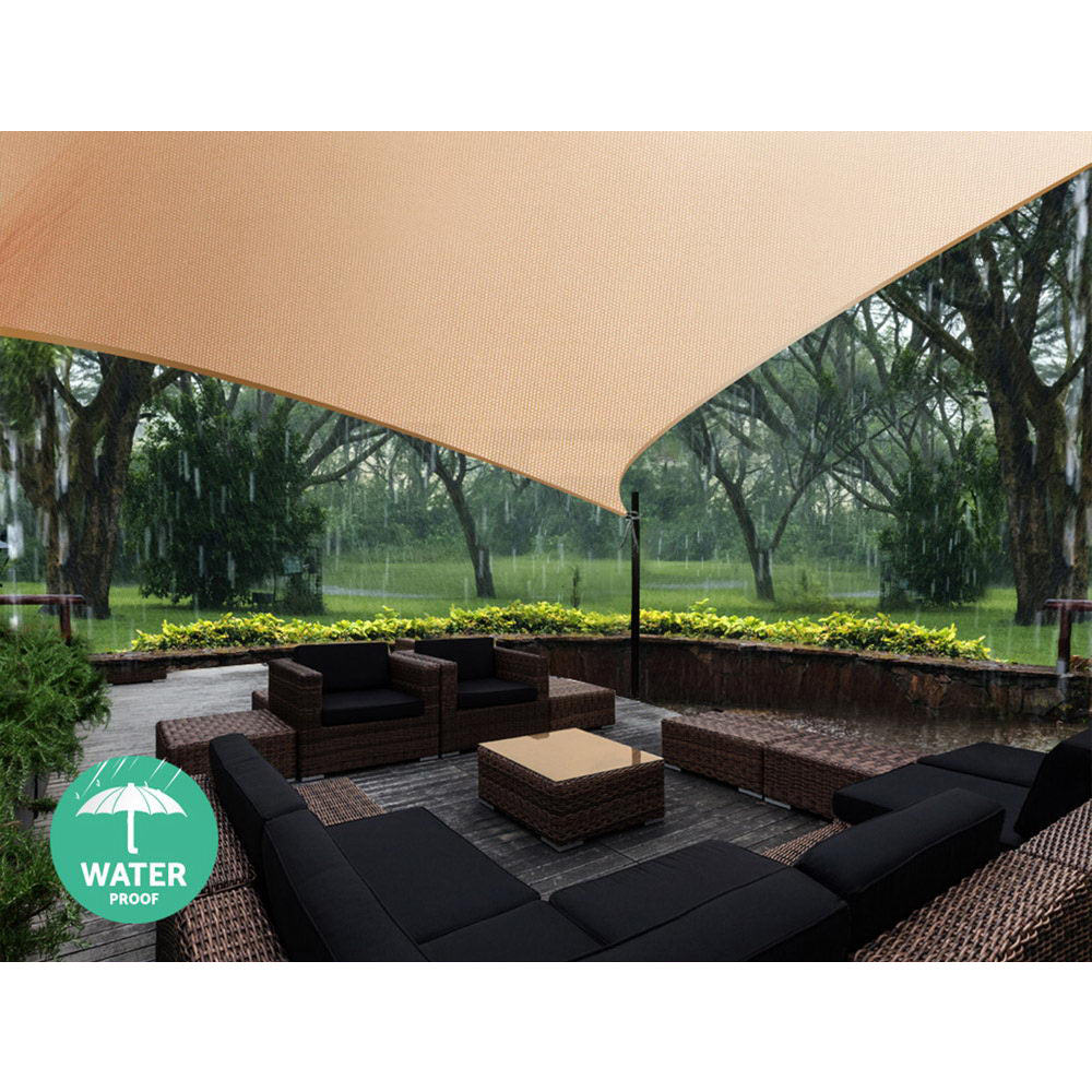 5x5x5m Waterproof Triangle Shade Sail Cloth - Sand Beige