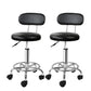 Set of 2 Salon Stool Swivel Chair Backrest Black