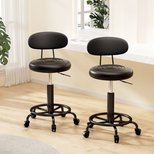 Set of 2 Salon Stool Swivel Chair Backrest