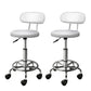 Set of 2 Salon Stool Swivel Chair Backrest White