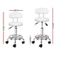 Set of 2 Salon Stool Swivel Chair Backrest White