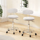 Set of 2 Salon Stool Swivel Chair Backrest White
