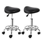 Set of 2 Salon Stool Saddle Swivel Chair Black
