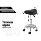 Set of 2 Salon Stool Saddle Swivel Chair Black