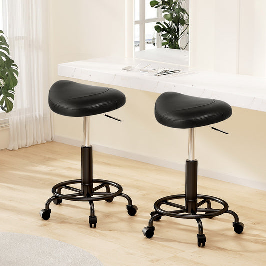 Set of 2 Salon Stool Saddle Swivel Chair